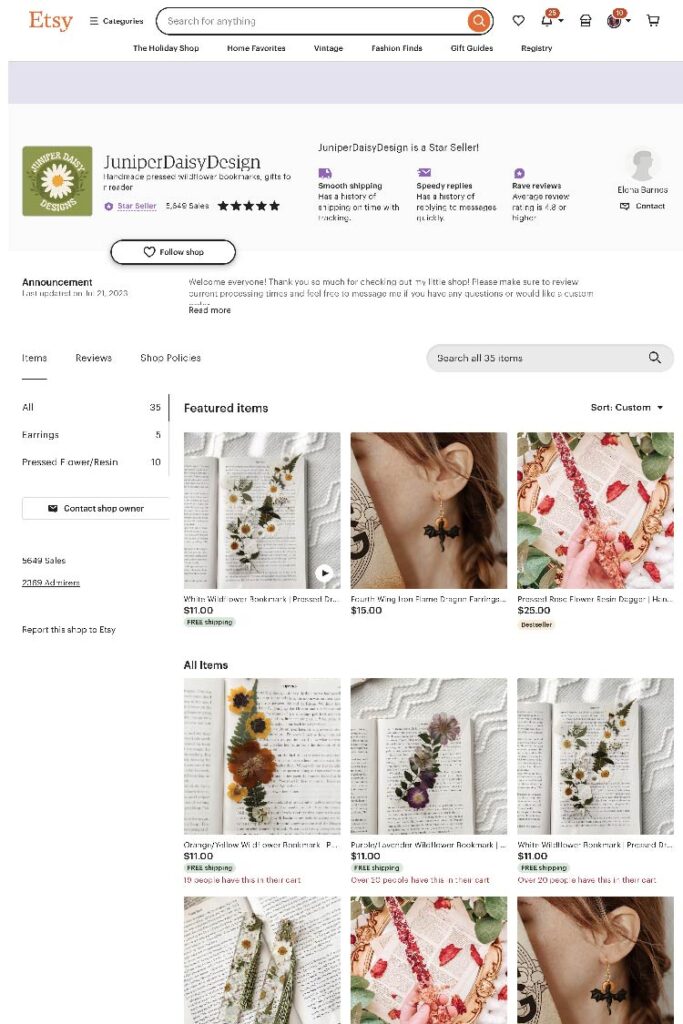 bookish-shops-stores_juniper-daisy-design-bookmarks-earrings