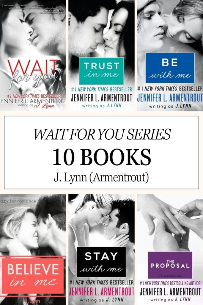 The "Wait for You" series by J. Lynn (Jennifer L. Armentrout) features a captivating sequence of books including "Wait for You," "Trust in Me," "Be with Me," "Stay with Me," "Fall with Me," "Forever with You," and "Fire in You." Each installment offers compelling romance and engaging characters, drawing readers into a world of love, growth, and emotional depth. With its heartfelt narratives and relatable protagonists, the series showcases Armentrout's ability to craft poignant and immersive storytelling that resonates with audiences.